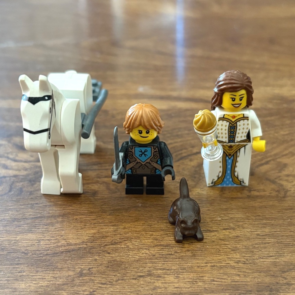 LEGO Castle Minifigure Lot Princess Queen Knight White Horse Cat Accessories